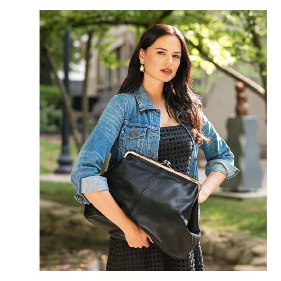 PATRICIA NASH Serafina leather large clutch crossbody + Dust bag - Black - Picture 13 of 16